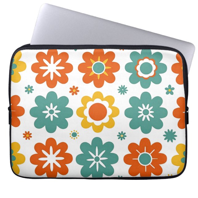 Funda Para Portátil Retro Geométrico Floral Poder Boho 70s (Frente)