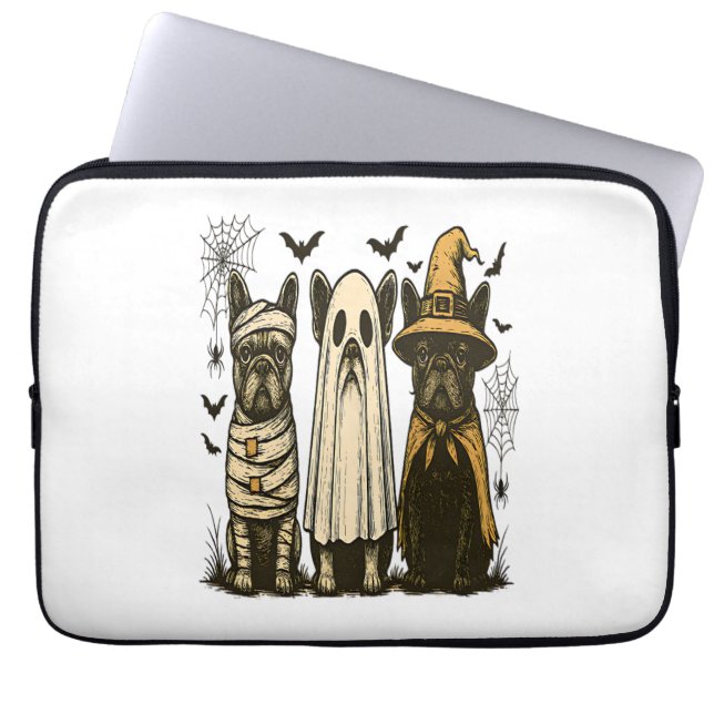 Funda Para Portátil Retro Halloween Fantasma Bulldog francés Gótico Pn (Frente)