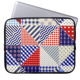 Funda Para Portátil Retro Patchwork Triángulos de Estilo Nautico