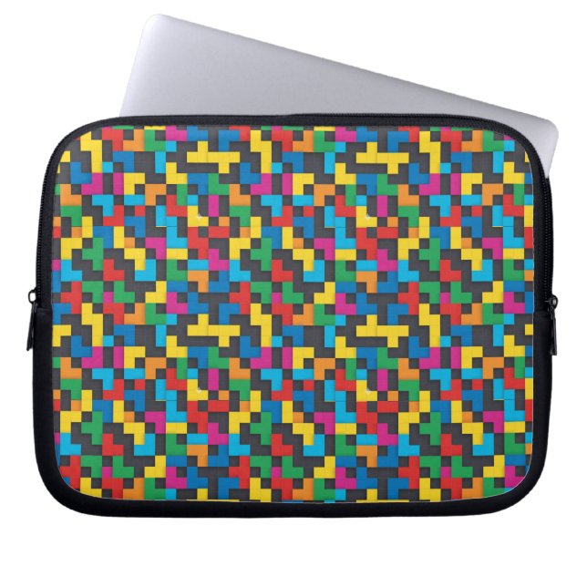 Funda Para Portátil Retro Tetris Blocks Seamless Pattern (Frente)