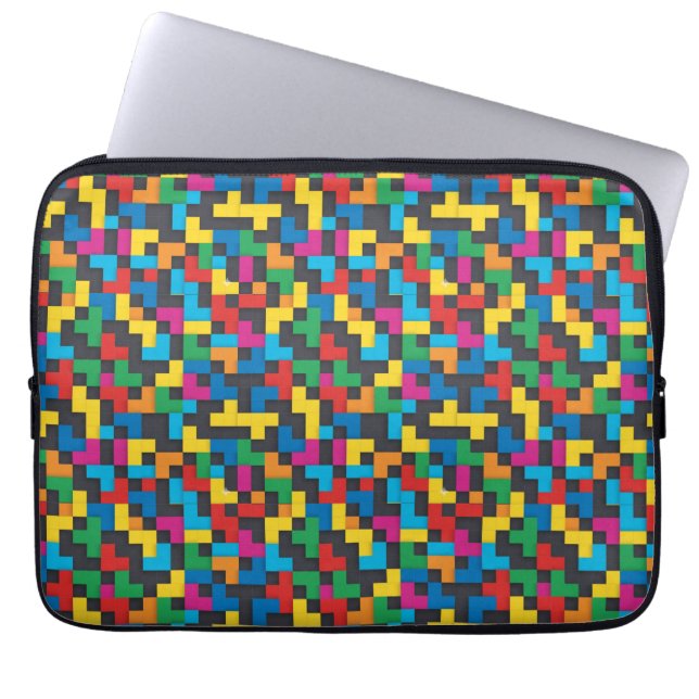 Funda Para Portátil Retro Tetris Blocks Seamless Pattern (Frente)