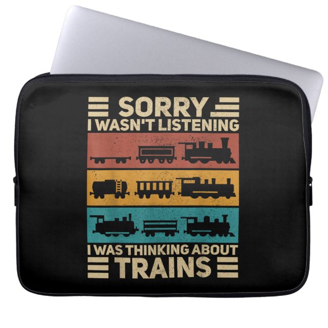 Funda Para Portátil Retro Wagon Train Lover Modelo Conductor Ferroviar (Frente)