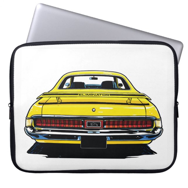 Funda Para Portátil Retro Yellow Muscle Car Rear Pop Art Illustration (Frente)