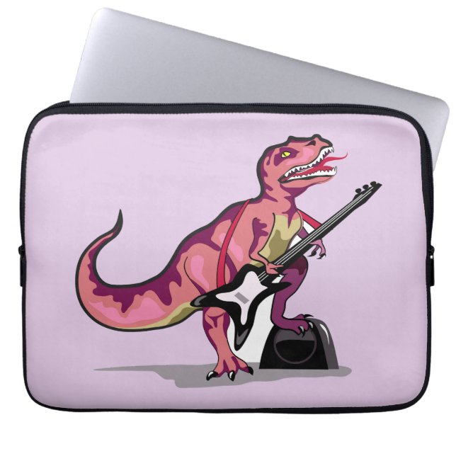 Funda Para Portátil Rex Tyrannosaurus Tocando La Guitarra. (Frente)