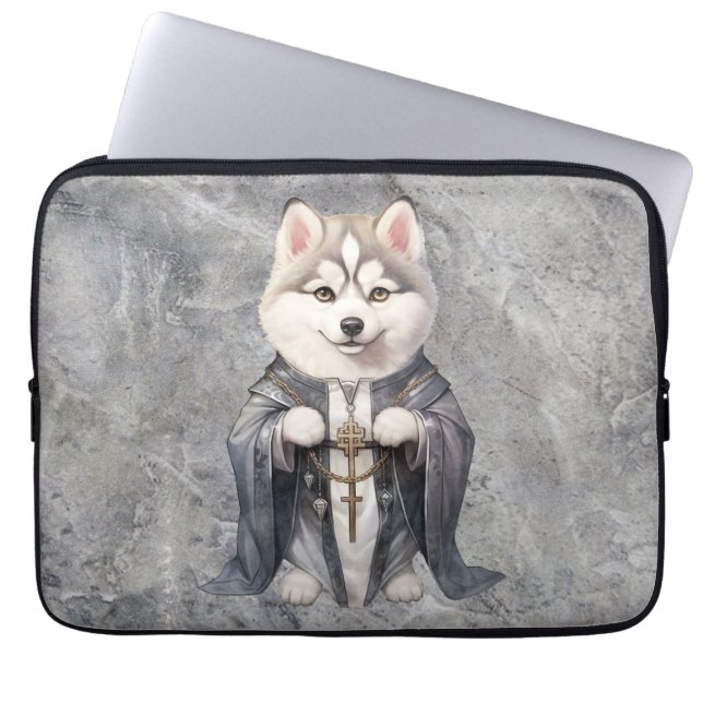 Funda Para Portátil Rey sacerdote Perro Husky Siberiano (Frente)