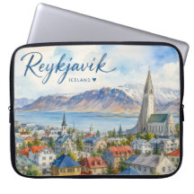 Reykjavik Islandia recuerdo acuarela