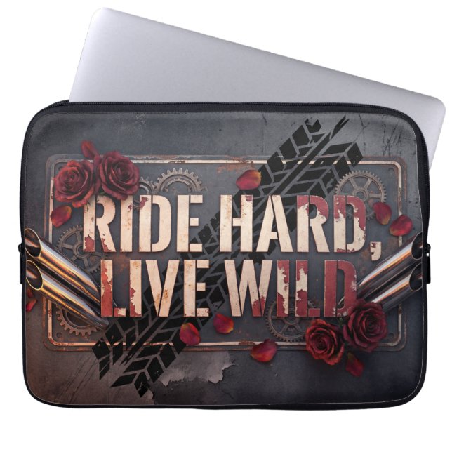 Funda Para Portátil ride hard live wild (Frente)