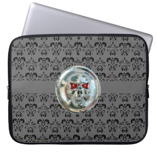 Funda Para Portátil RIDERS SKULL DAMASK negro gris