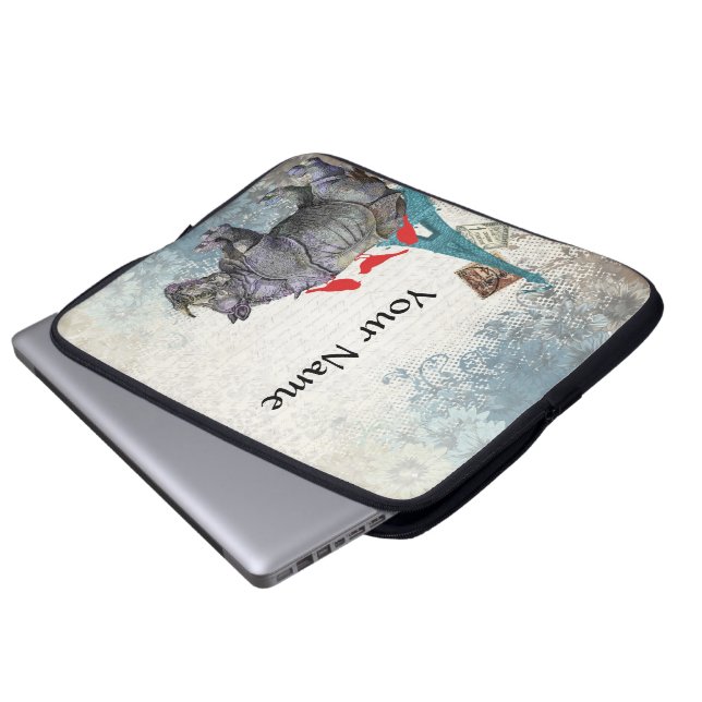 Funda Para Portátil Rinoceronte vintage (Inferior anverso)