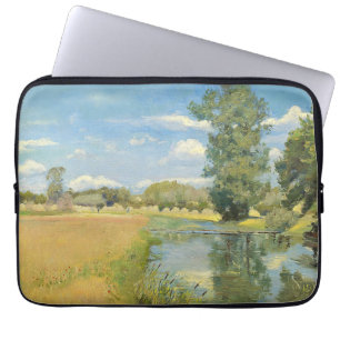 Funda Para Portátil Río a través de un paisaje de cosecha, verano