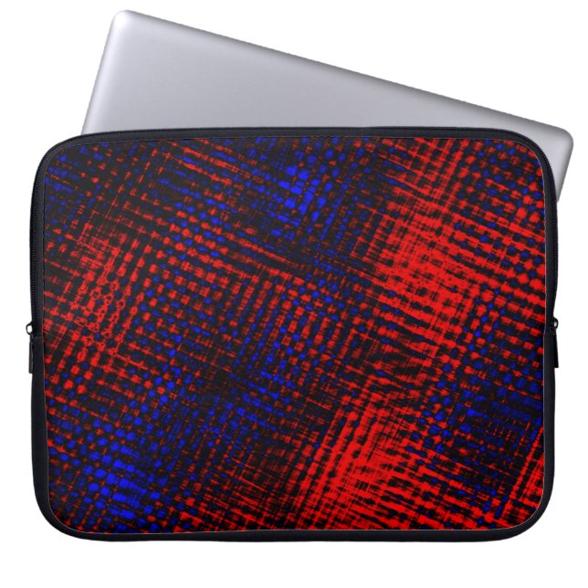 Funda Para Portátil Riscos vermelhos cruzados e fundo azul? (Frente)