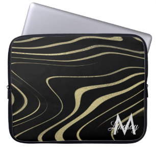 Funda Para Portátil Rizos de papel de aluminio falsos de oro negro Mon
