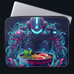 Funda Para Portátil Robot Cyberpunk Futurista Neon Comida Ramen<br><div class="desc">Fusión futurista de comida y tecnología con un robot iluminado con neón sosteniendo un tazón humeante de ramen.</div>