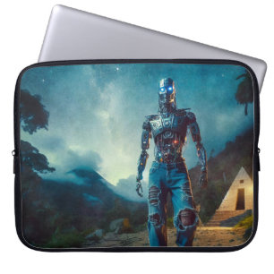 Funda Para Portátil Robot Futurista en Paisaje Antiguo
