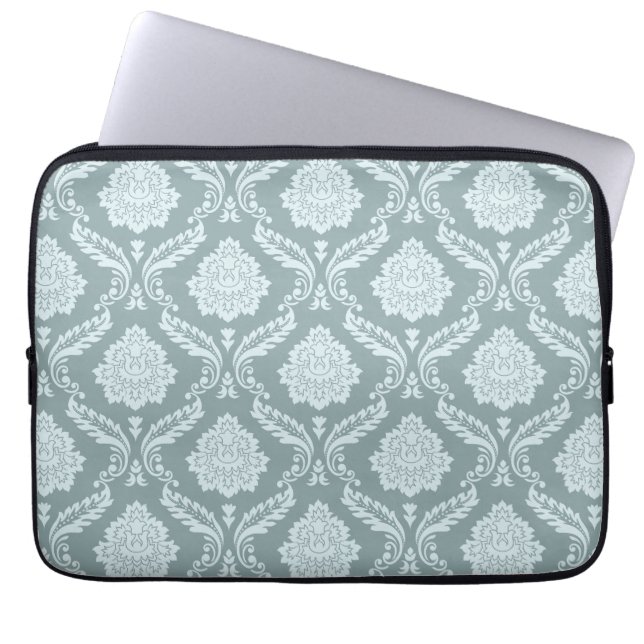 Funda Para Portátil Rococo Damask Pattern Duck Egg Blue+Teal (Frente)