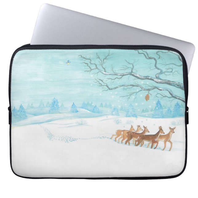 Funda Para Portátil Roe Deer en invierno (Frente)