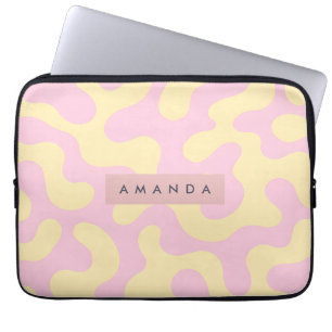Funda Para Portátil Rojizo Personalizado Rosa y Amarillo Pastel Abstra