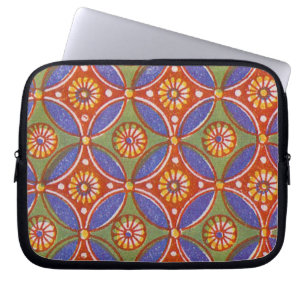 Funda Para Portátil Rojo Azul Rústico Colorido Círculo Egipto Patrón d