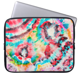 Funda Para Portátil Rojo duro Grunge. Patrón Shibori. Cepillo dorado