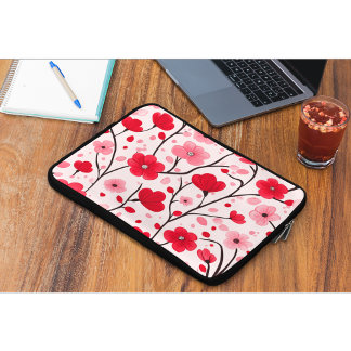 Funda Para Portátil Rojo Floral Romántico