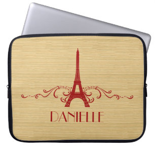 Funda Para Portátil Rojo francés Florece Funda Portátil