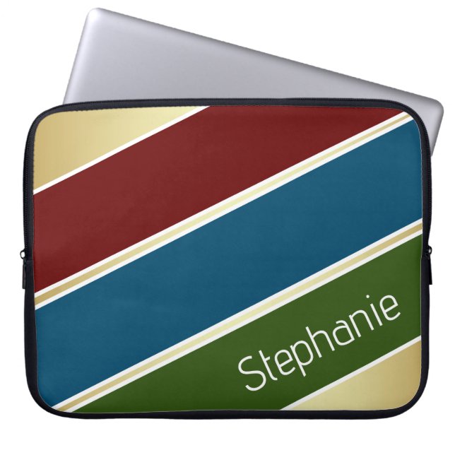 Funda Para Portátil Rojo oscuro personalizado, azul oceánico y verde f (Frente)