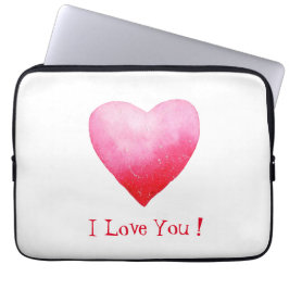 Funda Para Portátil Rojo romántico minimalista te amo el corazón