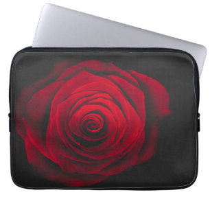 Funda Para Portátil Rojo rosa sobre el efecto vintage de fondo negro