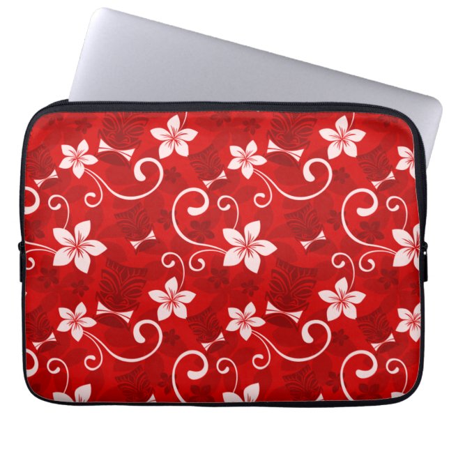 Funda Para Portátil Rojo tropical tiki (Frente)