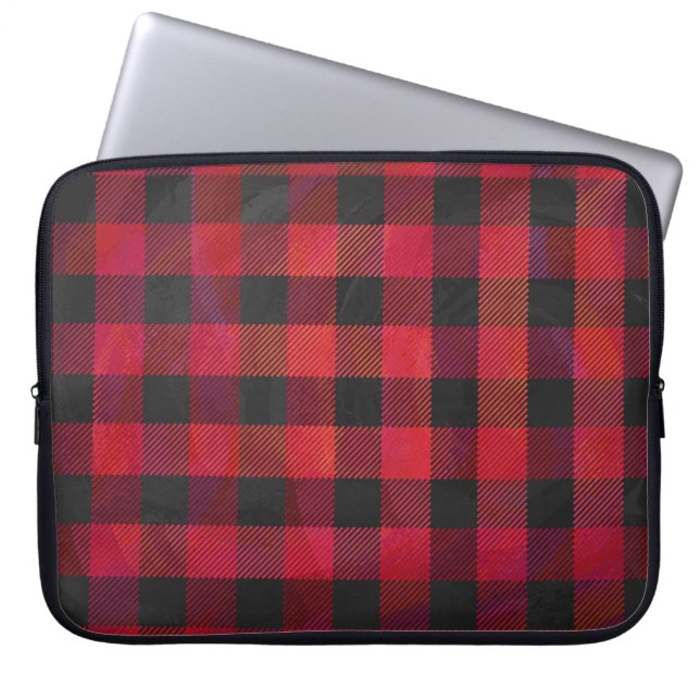 Funda Para Portátil Rojo y negro trenzado (Frente)