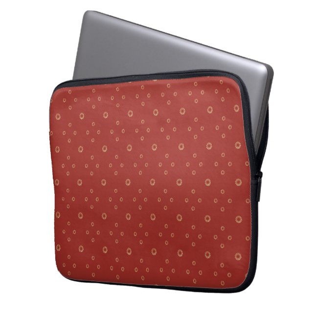 Funda Para Portátil Rojo | Zinnia Dorada Sol (Anverso izquierdo)