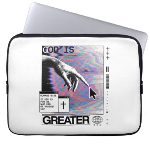 Funda Para Portátil Romanos 8:31 Cyberpunk Mano de Dios Arte Glitch