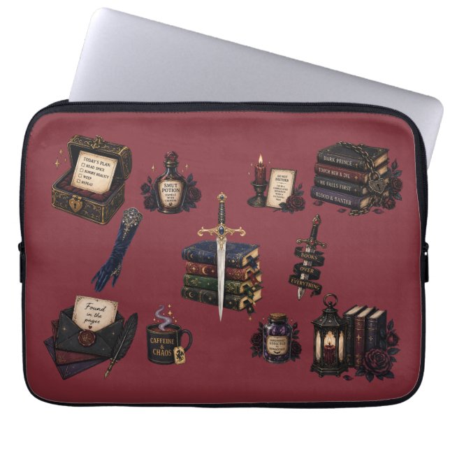 Funda Para Portátil Romantasy, Cafeína y Caos (Frente)