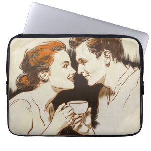 Funda Para Portátil Romántico Café Fecha Parejas Compartiendo Dulce Gl