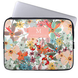 Funda Para Portátil Romántico Floral suave durazno verde rosa Clásico