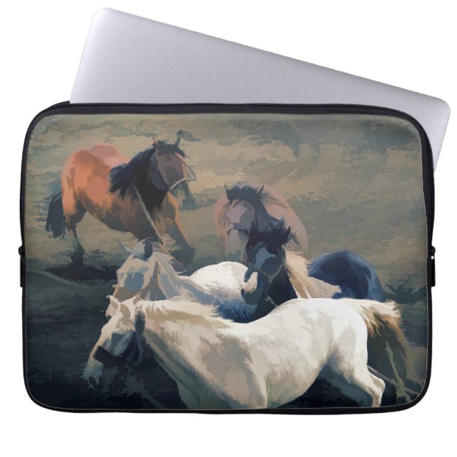 Funda Para Portátil Rompiendo - Caballos salvajes (Frente)
