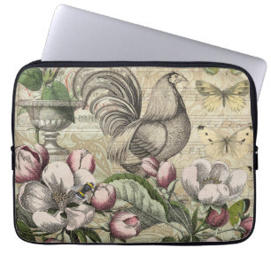 Funda Para Portátil Rooster Garden Flower Butfly Art