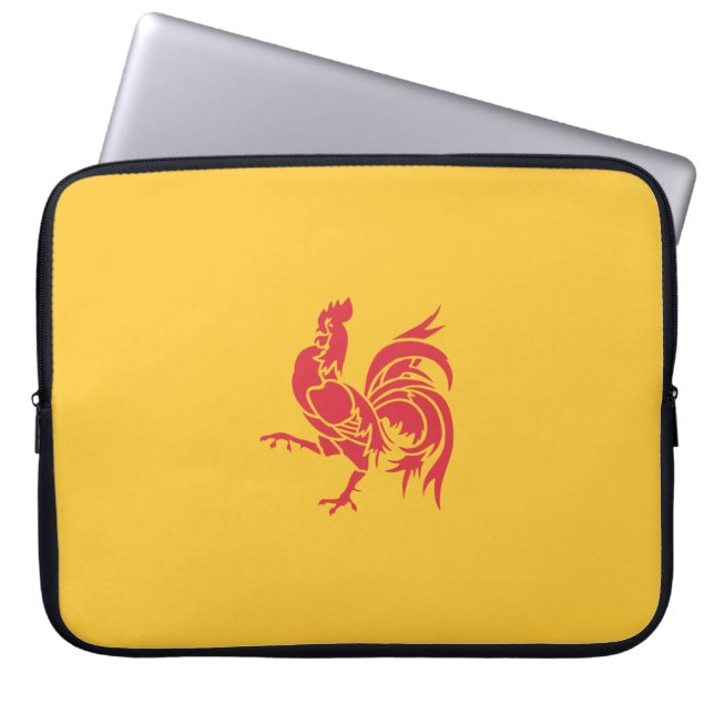 Funda Para Portátil Rooster Rojo (Bandera de Valonia) (Frente)