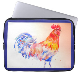 Funda Para Portátil Rooster Watercolor Chicken Bird Dad