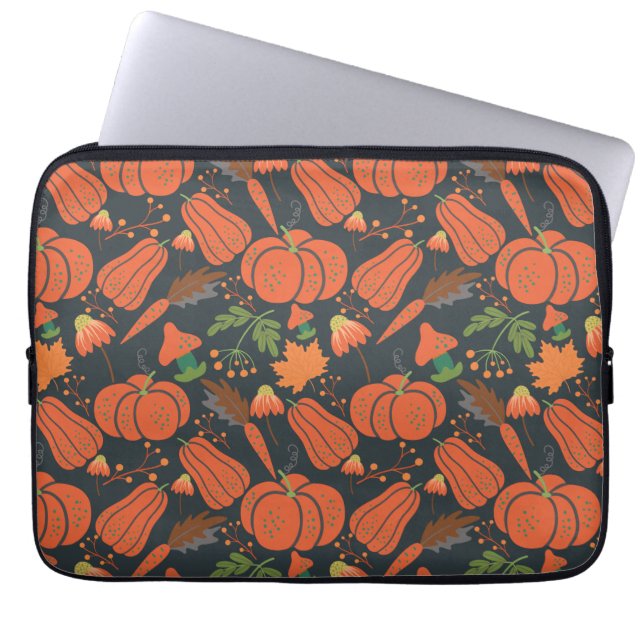 Funda Para Portátil Ropa de calabaza roja sin soldadura y zanahorias (Frente)
