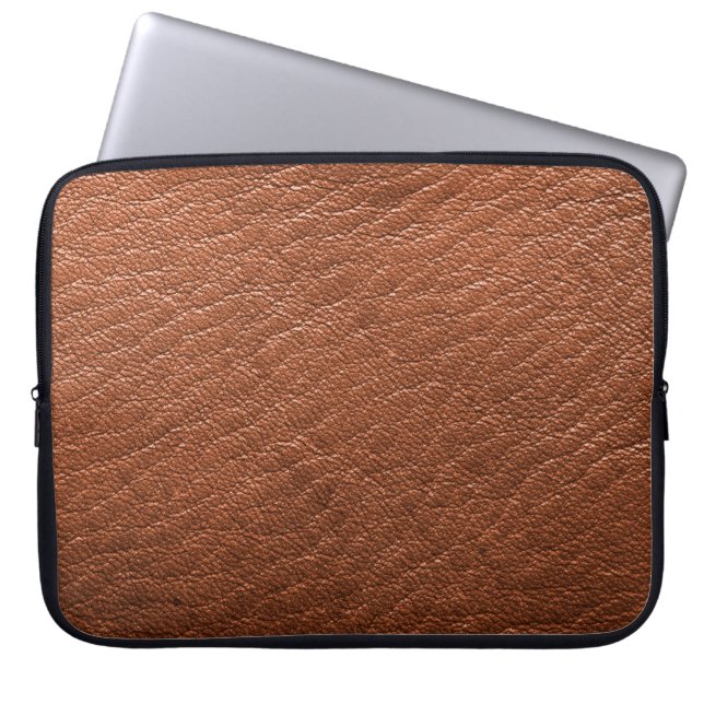 Funda Para Portátil Ropa de estructura marrón de cuero (Frente)