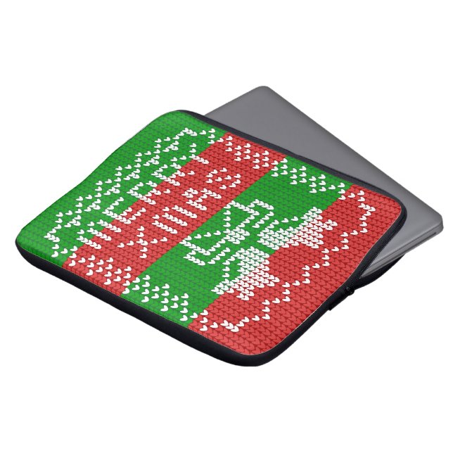 Funda Para Portátil Ropa de jingle de patrón de suéter feo Hilo de nav (Superior anverso)