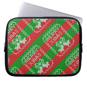 Funda Para Portátil Ropa de jingle de patrón de suéter feo Hilo de nav