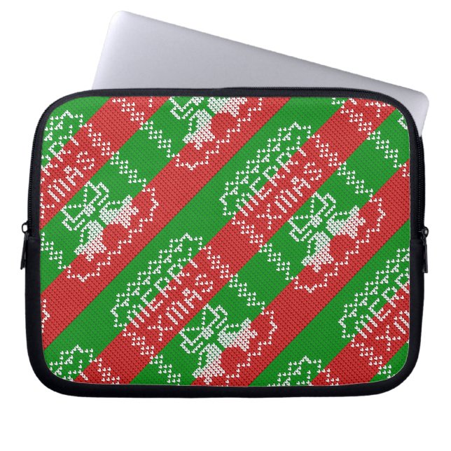 Funda Para Portátil Ropa de jingle de patrón de suéter feo Hilo de nav (Frente)