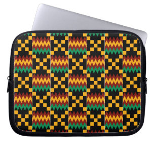 Funda Para Portátil Ropa de Kente negra, verde, roja y amarilla