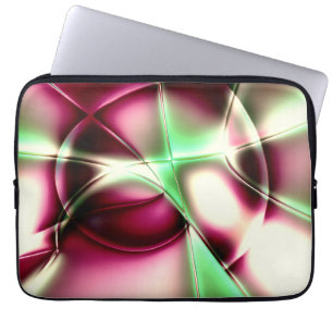 Funda Para Portátil Rosa a verde claro en líneas de caracol, a sepia