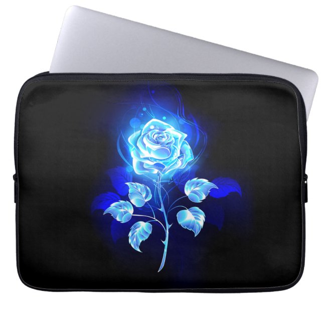 Funda Para Portátil Rosa azul en llamas (Frente)