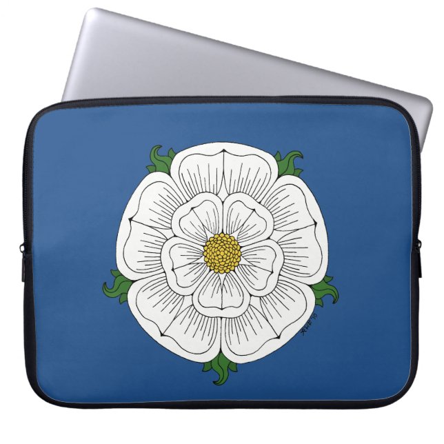 Funda Para Portátil Rosa Blanca de York (Frente)