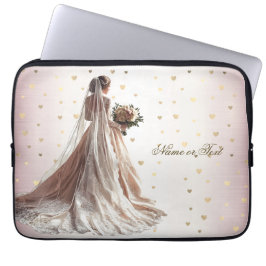 Funda Para Portátil Rosa Boda de Invierno Novia Fiesta del corazón bri