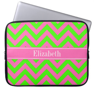 Funda Para Portátil Rosa Caliente #2 Lime Verde LG Nombre Chevron Mono